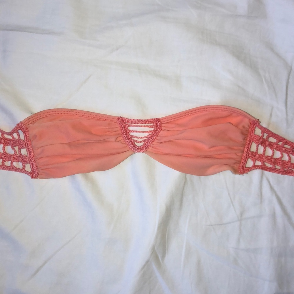 acacia buenos aires bandeau bikini top in peach